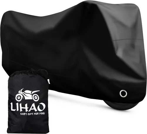 Vista 8 de LIHAO cobertor de motocicleta black, rain cover, UV dust protection, elastic hem, buckle strap, lock holes, moped cover, dirt bike cover