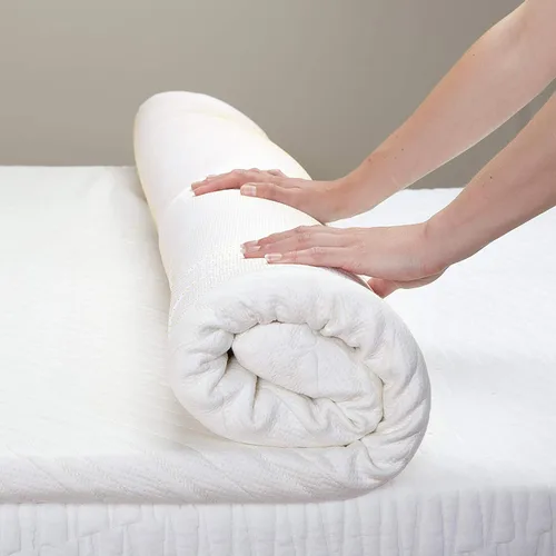Vista 3 de Home Sweet Home - Cubrecolchón de espuma viscoelástica de 3 pulgadas con revestimiento acolchado de bambú hipoalergénico extraíble para un fácil