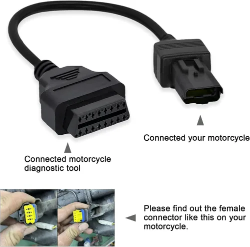 Vista 2 de Obd2 Adaptador para motocicleta Ducati 4 pines a 16 pines OBD Cable Obd1 to Obd2 Adapter for Diavel/Multistrada 1200/Panigale 1199/Monster