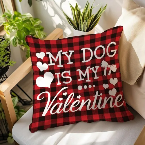 Vista 14 de Fundas de almohada de San Valentín con diseño de cuadros de búfalo de 16 x 16 pulgadas, fundas de almohada para el día de San Valentín, fundas