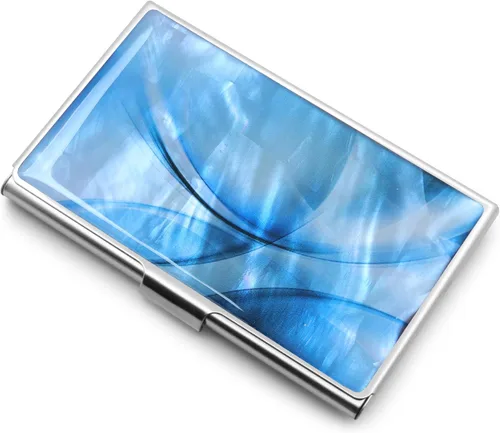 Vista 2 de MADDesign Mother of Pearl Funda para tarjetas de visita, Azul (Abstract Blue), Pequeña, Moderno