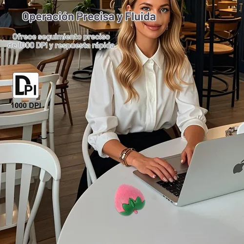 Vista 3 de Ratón inalámbrico Bluetooth con forma de fresa de fruta linda 2.4 GHz y Bluetooth 1000 DPI Ratones ópticos para computadora con receptor USB, mouse