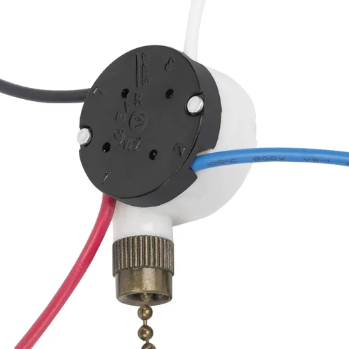 Vista 5 de con interruptor de ventilador de techo de 4 cables preinstalados, interruptor de ventiladores de 3 velocidades compatible con ventilador Hunter