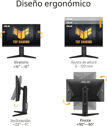 Vista 8 de ASUS TUF Gaming Monitor 1080P (VG249QL3A) de 24" (23.8" visible), Full HD, 180Hz, 1ms, Fast IPS, ELMB, FreeSync Premium, compatible con G-SYNC