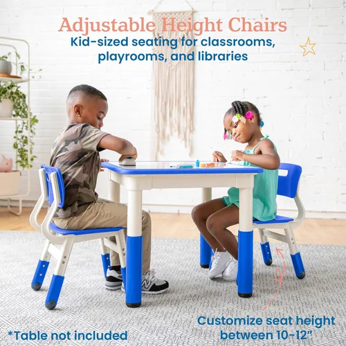 Vista 4 de ECR4Kids Silla ajustable para aula, asientos flexibles, color azul, paquete de 2