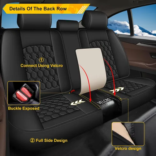 Vista 2 de Juego completo de fundas de asiento de automóvil para Honda Accord 2003-2017, impermeables, de cuero de lujo, con hermosos patrones de protectores