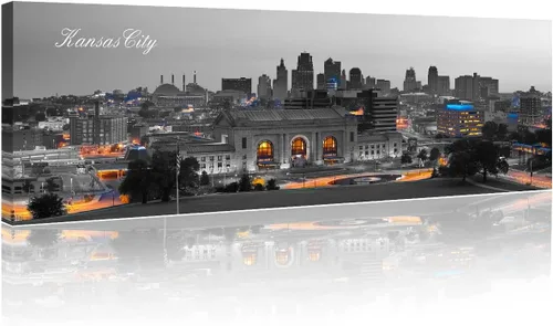 Vista 83 de 3 paneles de Atlanta Skyline vista de la ciudad en blanco y negro, imágenes panorámicas de edificio de ciudad, decoración de pared para sala