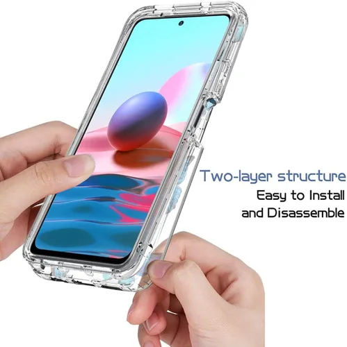 Vista 4 de Funda para Redmi Note 10 (4G)/Note 10S M2101K7BG con protector de pantalla de vidrio templado, suave 360 cuerpo completo a prueba de golpes