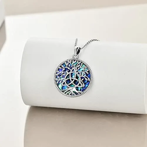 Vista 5 de VENACOLY Tree of Life Necklace MoonDNA Necklace Sterling Silver Family Tree Pendant Celtic Jewelry for Women Men