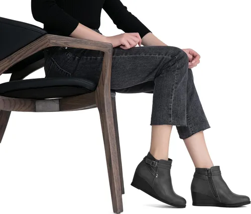 Vista 3 de Jeossy Botas de cuña 9636 para mujer Cómodas botas de cuña con cremallera lateral