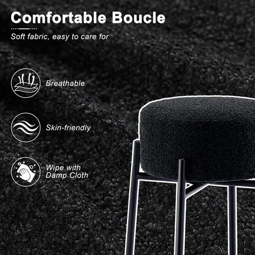 Vista 4 de Boucle - Juego de 2 taburetes de mostrador sin espalda, modernos taburetes de bar giratorios con asiento redondo y patas de metal, silla de altura