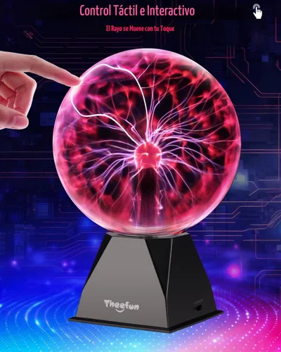 Vista 3 de Theefun Bola de plasma Lámpara de plasma de 8 pulgadas Globo de plasma Rojo