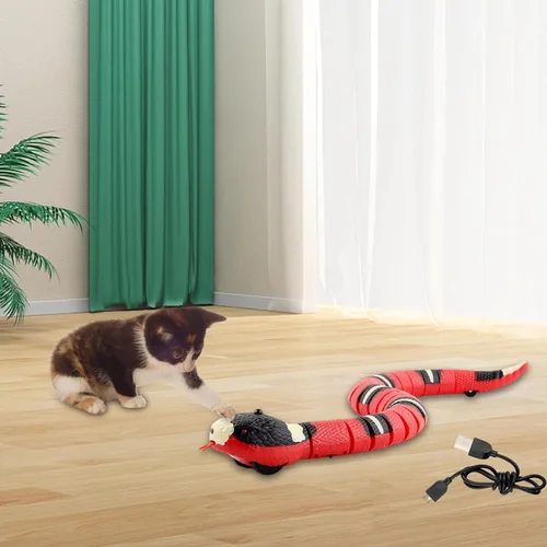Vista 7 de Gralara Inteligente Sensing Serpiente Gato Interacción Jugar USB Recargable Serpiente Eléctrica Juguete Serpiente Falsa Serpiente para April Fools