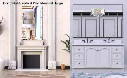 Vista 4 de Espejo rectangular de gran tamaño de 60 x 36 pulgadas para baño, con marco negro, espejos decorativos de pared grandes para baño, sala de estar