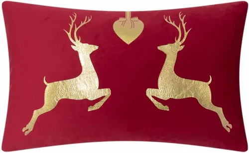 Vista 10 de KINGROSE Funda de almohada decorativa de Navidad de papel de aluminio dorado, funda de cojín suave para sofá o cama, 12 x 20 pulgadas, color verde