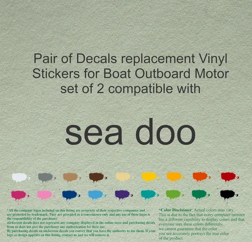 Vista 19 de Juego de 2 calcomanías de vinilo de repuesto compatibles con Sea Doo, motor fuera de borda (12 pulgadas, negro 070)