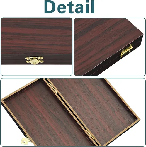 Vista 3 de 2 bandejas de madera con cerradura para monedas, caja de metal para efectivo de una sola fila, organizador de dinero para dinero en efectivo