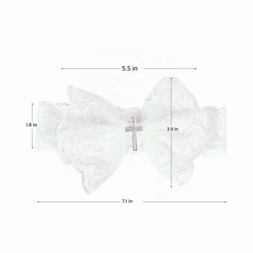 Vista 9 de BBTDIN Diademas de bautizo para bautizo para bebés y niñas, con encaje de flores, lazo blanco BBG11 (B1-Bow con cruz)