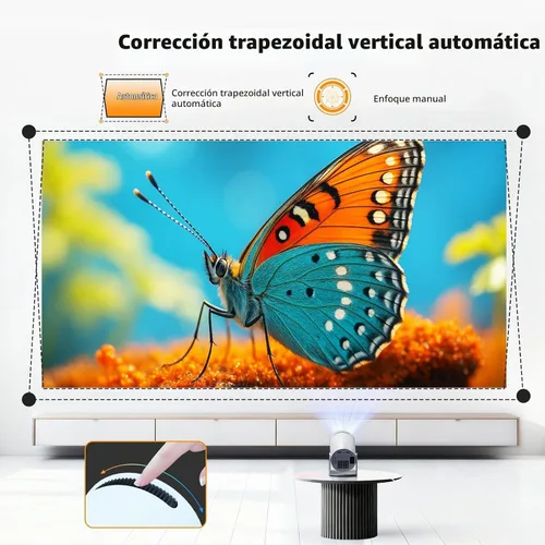 Vista 3 de Mini proyector, proyector portátil con Wifi y Bluetooth, aplicaciones Blanco