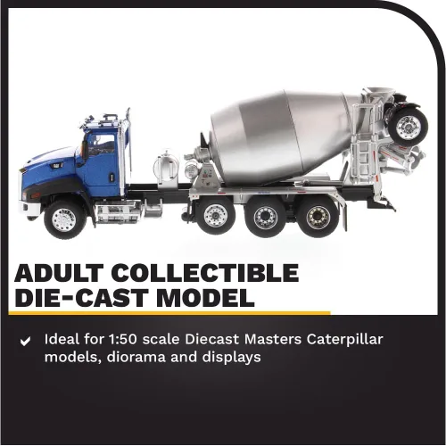 Vista 3 de Tractor de cabina de día Caterpillar CT660 de 1:50 1:50 con mezclador de hormigón McNeilus de metal - Diecast Masters 85664 Transport Series