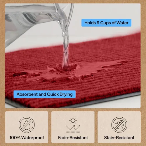 Vista 17 de Gorilla Grip - Tapete afelpado original de goma con perfil bajo, resistente, duradero, impermeable y fácil de limpiar para interior y exterior Marrón