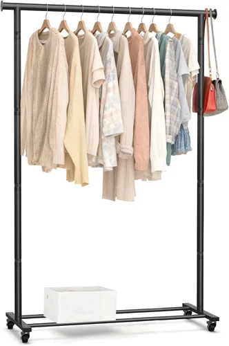 Vista 8 de Perchero de ropa para colgar ropa, perchero portátil de metal para dormitorio, lavandería, sala de estar, color negro