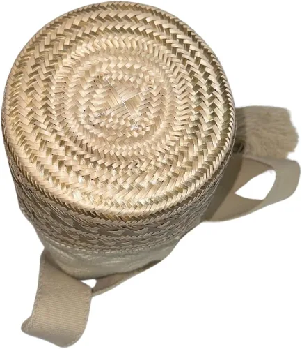 Vista 5 de Mochila Colombiana Auténtica WAYUU Mejor Hecho A Mano Cruz Cuerpo Flecos Pajita Bolsa Mediano Beige Nuevo, Beige, Bolso hecho a mano Wayuu