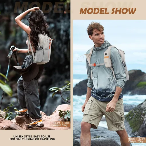 Vista 8 de BECOJADDE - Mochila de senderismo pequeña de 15 L para hombres y mujeres, plegable, ultraligera, para viajes, camping, actividades al aire libre