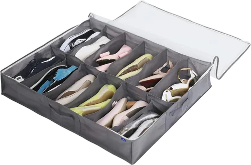Vista 12 de Surblue Organizador de almacenamiento de zapatos debajo de la cama, solución de almacenamiento de zapatos debajo de la cama, 2 cremalleras de metal