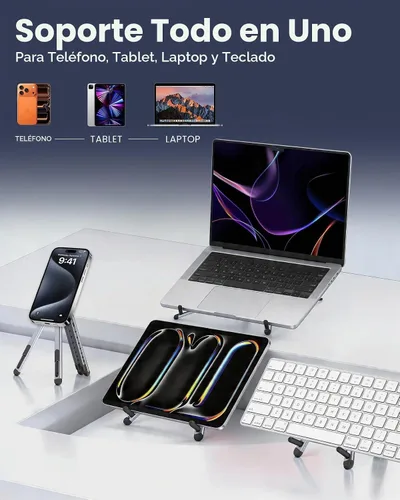Vista 3 de LENTION Laptop Stand, Magnetic Foldable 8-Level Adjustable MagSafe Riser