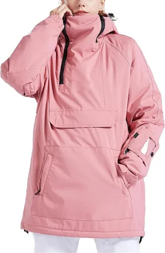 Vista 29 de Chaqueta anorak de esquí para mujer, impermeable, resistente al viento, cálido, para snowboard, abrigo de invierno con capucha