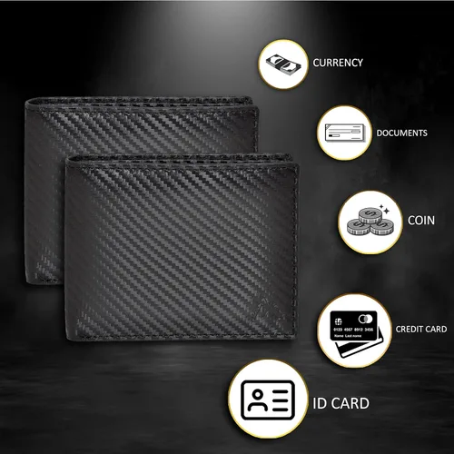 Vista 6 de Handmade RFID Leather Bifold Wallets For Men in Multiple Colors offering 9 Cards and 1 ID Slots
