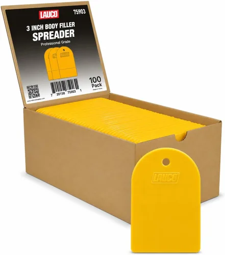 Vista 9 de LAUCO Esparcidores de relleno de carrocería para automóviles (100 piezas) – Esparcidor de plástico reutilizable amarillo para rellenos automotrices
