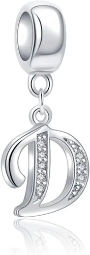 Vista 16 de ABUN Abalorio de plata de ley 925 con letra A a la Z, espaciador de inicial, con circonita cúbica transparete colgante, auténtica, para pulseras