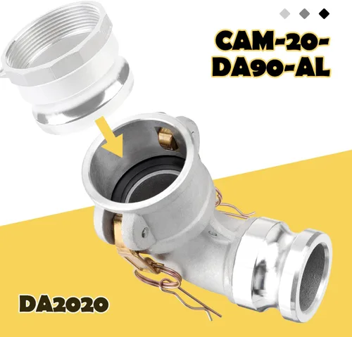 Vista 5 de Accesorio de manguera tipo DA para leva y ranura, codo de 90 grados, Camlock hembra de 2 pulgadas x 2 pulgadas Camlock macho, 250 PSI