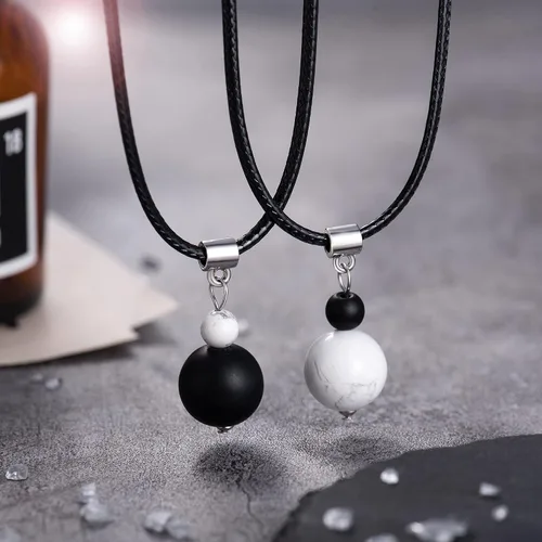 Vista 3 de Tarsus Collar para parejas, collares de relación a juego, prométele ella, regalos de joyería para pareja, novio, novia, mujeres, hombres, amistad