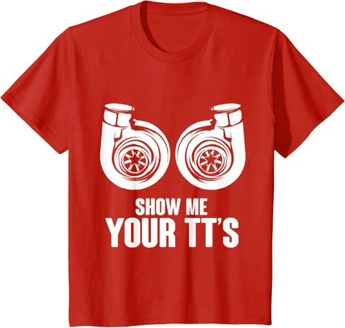 Vista 52 de Funny Show Me Your TT's Twin Turbo Car Racing Camiseta, Negro, S