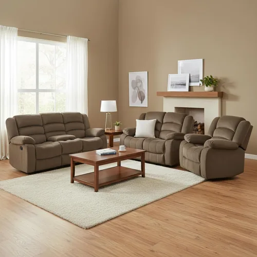 Vista 10 de AC Pacific Bill Modern - Sillón reclinable manual tapizado para sala de estar con almohada acolchada, reposabrazos y asiento reclinable, silla Marrón