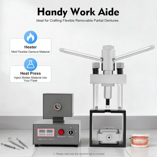 Vista 3 de Máquina de dentadura dental flexible 110V 400W Equipo de laboratorio Pantalla digital eléctrica Sistema de inyección dental Máquina de moldeo por