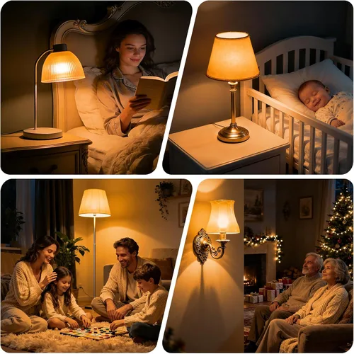 Vista 7 de KINUR Bombillas de luz ámbar, A15 2 W, 2000 K, bombillas cálidas equivalentes a 15 W, base E26 para dormir saludable paquete de 4