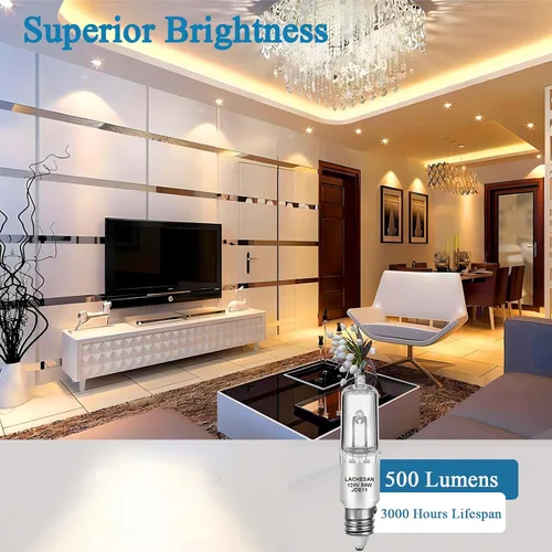 Vista 3 de JDE11 - Bombilla halógena E11 de 120 V, 50 W, E11, base de mini candelabro regulable T4 (bombilla LED E11 de reemplazo), 2700 K blanco cálido