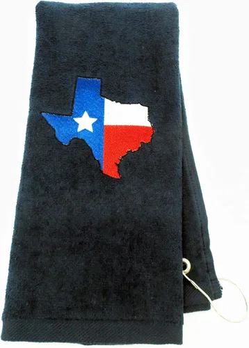 Vista 4 de Toalla de golf bordada personalizada personalizada Texas (negro)