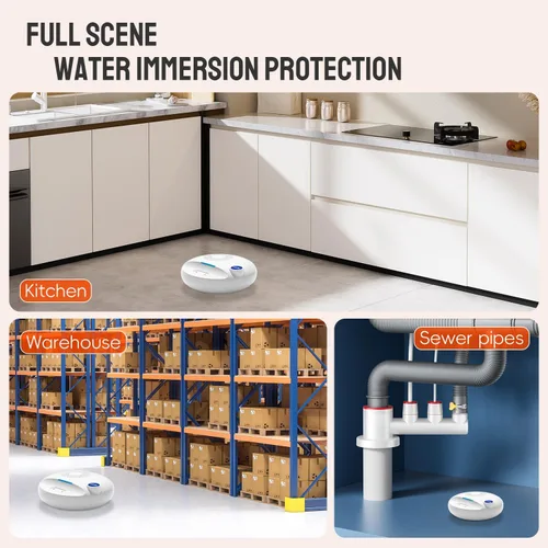 Vista 7 de PILSAMAS Detector de fugas de agua inalámbrico, funciona de forma independiente o con concentrador inteligente, sensor de fugas de agua de sirena