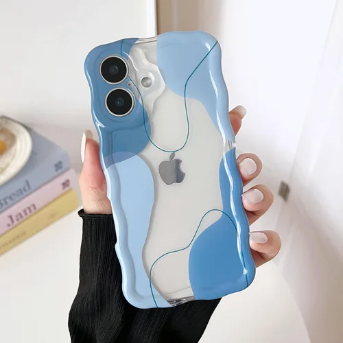 Vista 25 de DEFBSC Funda para iPhone 15 con bonito diseño ondulado, color negro