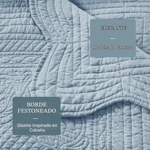Vista 4 de Madison Park Coastal Damask - Juego de funda acolchada para sofá cama, 6 piezas, 39 x 75 pulgadas