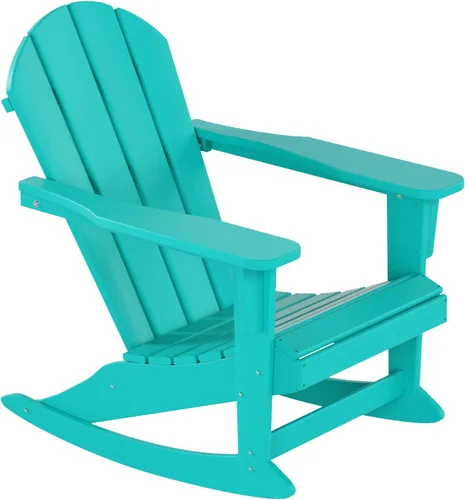 Vista 154 de WestinTrends Silla mecedora Malibu de poliéster para exterior/patio Adirondack, Negra