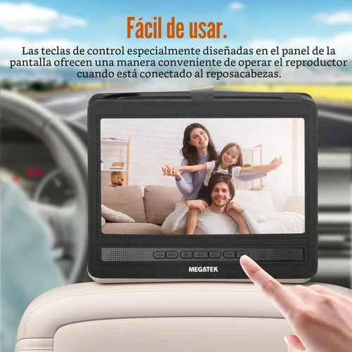 Vista 7 de MEGATEK Reproductor de DVD portátil de 12.5 pulgadas con pantalla de 10.5 pulgadas y auriculares, reproductor de DVD de coche para niños con soporte