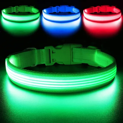 Vista 21 de YFbrite Collar LED para perro XS, ligero collar para gato, cómodo collar de cachorro iluminado, recargable por USB, luz de seguridad ajustable