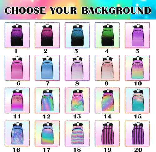 Vista 2 de Mochila escolar personalizada para niños y niñas de primaria con nombre brillante y patrón brillante, impermeable, con lonchera para hija, hijo, a