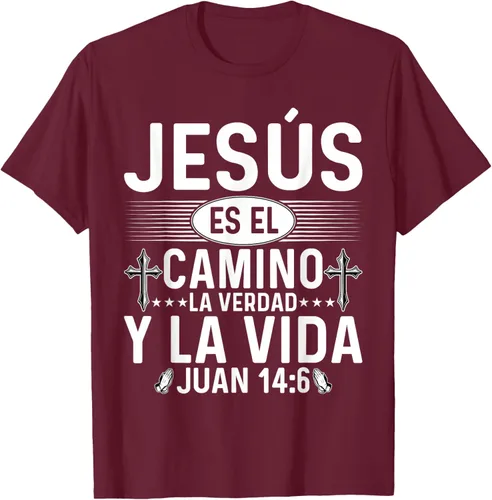 Vista 12 de Camisetas Cristianas en español Versículos Biblia Juan 14:6 Camiseta, Negro, S